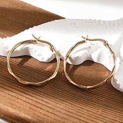 Золотой Ионное покрытие (ip) 304 серьги-кольца из нержавеющей стали, неровный, золотые, 32.5x30x2.5 мм, штифты : 1.2x0.7 мм