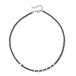 Луна Женские ожерелья из латунных и граненых бусин из натуральной черной шпинели, платина, луна, 16.14 дюйм (41 см)