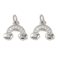 Прозрачный Латунные микро проложить кубического циркония подвески, без кадмия и без свинца, с целью перехода в кольце, радужные прелести, прозрачные, 10x12x2 мм, отверстие : 3 мм