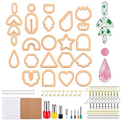 Light Salmon DIY Earring Making Finding Kits, Including Polymer Clay Cutters, Ear Nuts, Metal Earring Hooks & Jump Rings, OPP Bags, Earring Display Card, Light Salmon, Packaging: 15.3x10.5x4.1cm, 142pcs/set