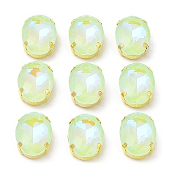 Перидот Мокко(мк) овал пришить по стразам, многожильных ссылки, с золотыми тонами латунных зубьев, аксессуары для одежды, перидот, 18x13x7 мм, отверстие : 1.2 мм