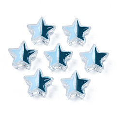 Light Sky Blue Transparent Acrylic Beads, with Enamel, Star, Light Sky Blue, 19x20x9mm, Hole: 3mm