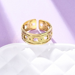 Настоящее золото 18K 304 из нержавеющей стали манжеты кольца, ионное покрытие (ip), реальный 18 k позолоченный, 7.5 мм, регулируемый