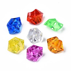 Mixed Color Transparent Plastic Beads, Nuggets, No Hole, Faceted, Nuggets, Mixed Color, 24x17x15.5mm, about 250pcs/500g