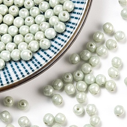 Pale Green Czech Glass Beads, Round, Pale Green, 4mm, Hole: 0.8mm, about 1170pcs/bag