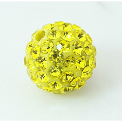Цитрин Бусины со стразами, полимерная глина , pave disco бусины, класс А, половине просверлил, круглые, цитрин, 6 мм, отверстие : 1.2 мм