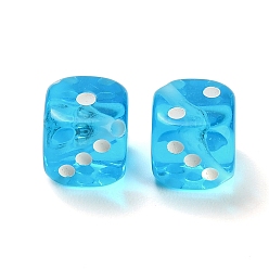 Deep Sky Blue Spray Printed Transparent Acrylic Beads, Dice, Deep Sky Blue, 18.5x19x19mm, Hole: 2.5mm, about 185pcs/500g