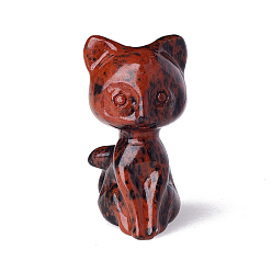 Красный Обсидиан Резная статуя кошки из натурального красного дерева и обсидиана, Камень Рейки для домашнего офиса, рабочего стола, украшение по фэн-шуй, 30x25x50 мм
