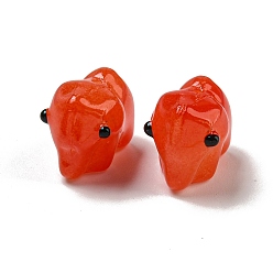 Оранжево-Красный Прозрачные стеклянные бусины ручной работы, бусины ручной работы, с эмалью, слон, оранжево-красный, 11x9.5x14.5 мм, отверстие : 1.2~1.4 мм
