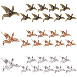 Mixed Color 30Pcs 3 Colors Alloy Beads, Paper Crane, Mixed Color, 16x21x8mm, Hole: 1.4mm, 10pcs/color