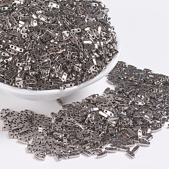 (QTL194) Palladium Plated Миюки четверть бусины тила, японский бисер, 2-луночное, (qtl194) палладиевое покрытие, 5x1.2x1.9 мм, отверстие : 0.8 мм, Около 24000 шт / 500 г