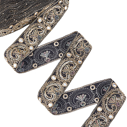 Черный Полиэстеровая лента в этническом стиле для декорирования шитья, чёрные, 1-7/8 дюйм (48 мм)