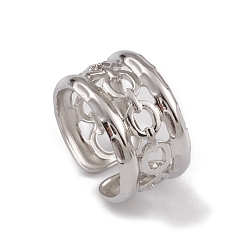 Нержавеющая Сталь Цвет Не тускнеет 304 манжетные кольца из нержавеющей стали, кольцо с широкой полосой для женщин с полым элементом цепи, цвет нержавеющей стали, 11 мм, внутренний диаметр: 16.6 мм