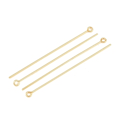 Real 18K Gold Plated SHEGRACE 20G Brass Eye Pins, Cadmium Free & Nickel Free & Lead Free, Real 18K Gold Plated, 50x3x0.7mm, Hole: 1.5mm, 21 Gauge