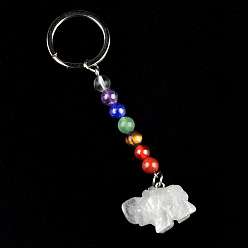 Хрусталь Брелок с кристаллами кварца, с кварцевым резонатором, аметист, ляпис, авантюрин, красный агат, красная яшма, слон, 10 см