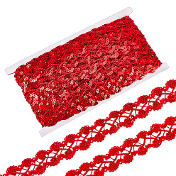 Красный Металлизированная кружевная отделка, цветочная декоративная лента с блестками, для рукоделия шитья, аксессуары для одежды, красные, 1 дюйм (25 мм), около 14.22 ярдов (13 м) / комплект