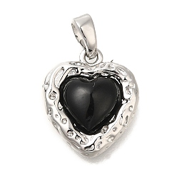 Платина Латунные подвески, сердце с подвесками-кабошонами, с целью перехода в кольце, без кадмия, без никеля и без свинца, платина, 16x13.5x4.5 мм, отверстие : 3x4.5 мм