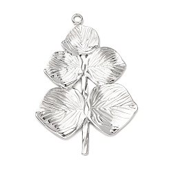 Нержавеющая Сталь Цвет 304 из нержавеющей стали большие кулоны, очарование листа, цвет нержавеющей стали, 68x45x2 мм, отверстие : 3 мм