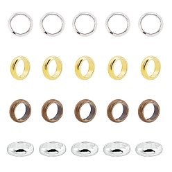 Mixed Color Brass Spacer Beads, Rondelle, Mixed Color, 6x1.5(+-0.3mm)x0.5mm, Hole: 4.5mm, 4 colors, 100pcs/color, 400pcs