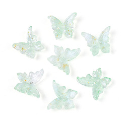 Светло-голубой Выпечка окрашенные стеклянные бусины, бабочка, с золотой порошок, два тона, светло-голубой, 12~12.5x14x4.5~5 мм, отверстие : 1.2 мм, Около 1587 шт / 1000 г