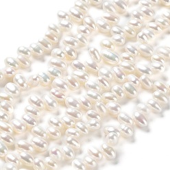 Antique White Natural Cultured Freshwater Pearl Beads Strands, Rice, Antique White, 6~7x4~5mm, Hole: 0.6mm, about 83pcs/strand, 13.78''(35cm)