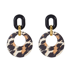 Сэнди Коричневый Плоские круглые с овальными акриловыми подвесками-серьгами-гвоздиками, платиной и золотом, песчаный коричневый, 70x45 мм