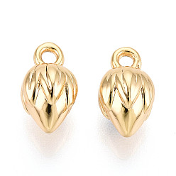 Цветок Латунь прелести, долговечный, без никеля , реальный 18 k позолоченный, цветок, 12x7x7 мм, отверстие : 1.6 мм