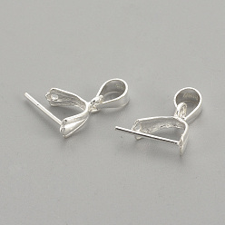 Silver 925 Sterling Silver Pendants, Ice Pick & Pinch Bails, with 925 Stamp, Silver, 14mm, Hole: 4x3mm, Pin: 0.5mm