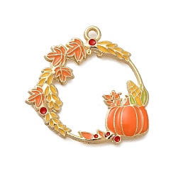 Тыква Тематика дня благодарения стойка гальваническое покрытие сплав эмаль подвески, золотые, тыква, 30x31x2.5 мм, отверстие : 1.8 мм