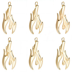 Настоящее золото 18K 10подвески из латуни с гальваническим покрытием, без кадмия и без свинца, долговечный, огненные чары, с целью перехода в кольце, реальный 18 k позолоченный, 32x18x2 мм, отверстие : 3 мм