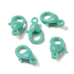 Средний Бирюзовый Пластиковые застежки-клешни омара, сердце, средне бирюзовый, 22.5x13x6.5 мм, отверстие : 3 мм