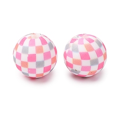 Tartan Экологически чистые силиконовые бусины пищевого качества с печатью, круглые, фокусные бусы, красочный, шотландка, 15 мм, отверстие : 2 мм