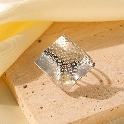 Нержавеющая Сталь Цвет Регулируемые 304 манжеты из нержавеющей стали для женщин, ромб, цвет нержавеющей стали, 31x31 мм, размер США 6 1/2 (16.9 мм)