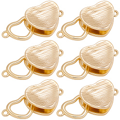 Настоящее золото 18K 8 шт. латунные застежки-замки, сердце, реальный 18 k позолоченный, 10x13x6 мм, отверстие : 1.2 мм