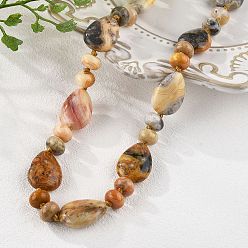 Натуральный Агат Натуральные сумасшедшие агатовые бисерные ожерелья, с застежками сплава омаров, слеза, 18.1 дюйм ~ 18.5 дюйм (46~47 см), слеза: 18x13x5.5 мм