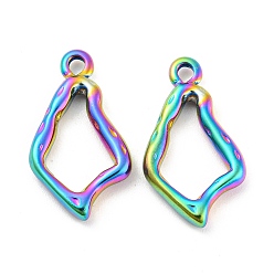 Rainbow Color 304 Stainless Steel Pendants, Teardrop Charms, Rainbow Color, 21x12x2.5mm, Hole: 1.8mm
