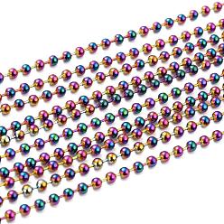 Rainbow Color Ионное покрытие (ip) 304 ожерелья из нержавеющей стали с шариковыми цепями, с разъемами мяч цепи, Радуга цветов, 23.62 дюйм (60 см), бусины : 2.4 мм
