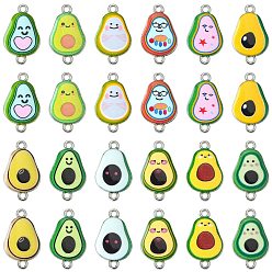 Mixed Color 60Pcs 12 Colors Alloy Enamel Connector Charms, Avocado Links, Platinum, Mixed Color, 22x13mm, 5pcs/color
