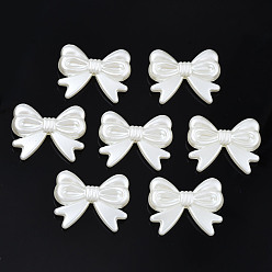 Кремово-белый Абс пластиковые жемчужные бисера, бантом, кремово-белые, 22.5x29x6.5 мм, отверстие : 1.6 мм, Около 340 шт / 500 г