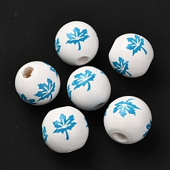 Темно-Голубой Древесина европейского бисера, бусины с большим отверстием, кленовый лист, рондель, глубокое синее небо, 16x14.5~15 мм, отверстие : 4 мм