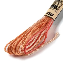 Light Salmon 10 Skeins 6-Ply Polyester Embroidery Floss, Cross Stitch Threads, Segment Dyed, Light Salmon, 0.5mm, about 8.75 Yards(8m)/skein