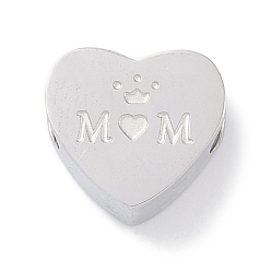 Нержавеющая Сталь Цвет День матери устойчив к потускнению 304 нержавеющая сталь европейские бусины, бусины с большим отверстием, сердце со словом мама, цвет нержавеющей стали, 10.5x12x6 мм, отверстие : 4.5 мм