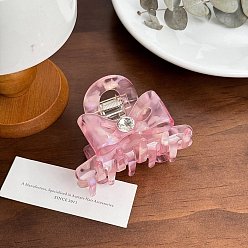 Pink Заколки для волос в форме когтей из ацетата целлюлозы, аксессуары для волос со стразами для женщин и девочек, бантом, розовые, 75 мм