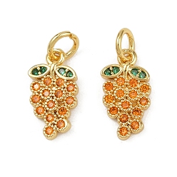 Винограды Латунные микро проложить кубического циркония прелести, реальный 18 k позолоченный, с целью перехода в кольце, без кадмия и без свинца, винограды, 14x7.5x2 мм, отверстие : 3 мм