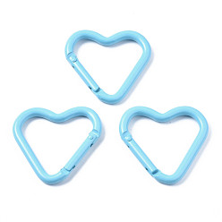 Светло-Голубой Алюминиевые пружинные кольца ворот, сердце, Небесно-голубой, 40.2~42x43~44x4.5~6 мм