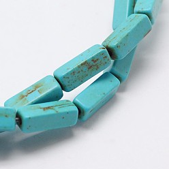 Turquoise Synthetical Dyed Turquoise Rectangle Bead Strand, Turquoise, 12x4x4mm, Hole: 1mm, about 33pcs/strand, 15.3 inch