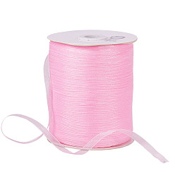 Pink Лентой из органзы, розовые, 1/4 дюйм (6 мм), 500 ярдов / рулон (457.2 м / рулон)