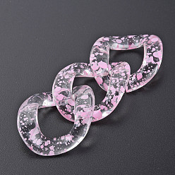 Pearl Pink Transparent Acrylic Linking Rings, Quick Link Connectors, for Curb Chains Making, Twist Oval, Pearl Pink, 40x33x10mm, Inner Diameter: 19x23mm