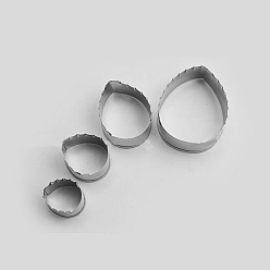 Stainless Steel Color Tarnish Resistant 304 Stainless Steel Cookie Cutters, Cookies Moulds, DIY Biscuit Baking Tool, Leaf, Stainless Steel Color, 25mm, 30.5mm, 37mm, 52mm, 4pcs/set