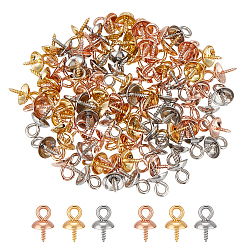 Золотой & Цвет Нержавеющей Стали 90 шт. 3 стили 304 нержавеющая сталь чашка жемчужные штифты скобы булавки подвески, за половину пробурено бисера, золотые и нержавеющая сталь цвет, 10x6 мм, отверстие : 2 мм, штифты : 1~1.3 мм, 30 шт / стиль